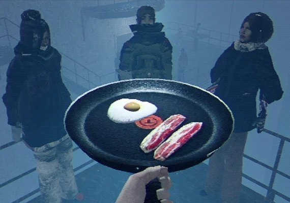 Arctic Eggs stylized first-person cooking scene