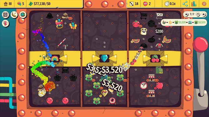 Ballionaire pachinko board filled with physics triggers
