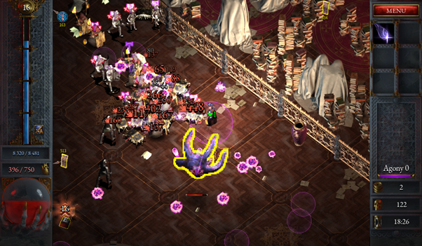 Halls of Torment combat with a dense crowd of enemies